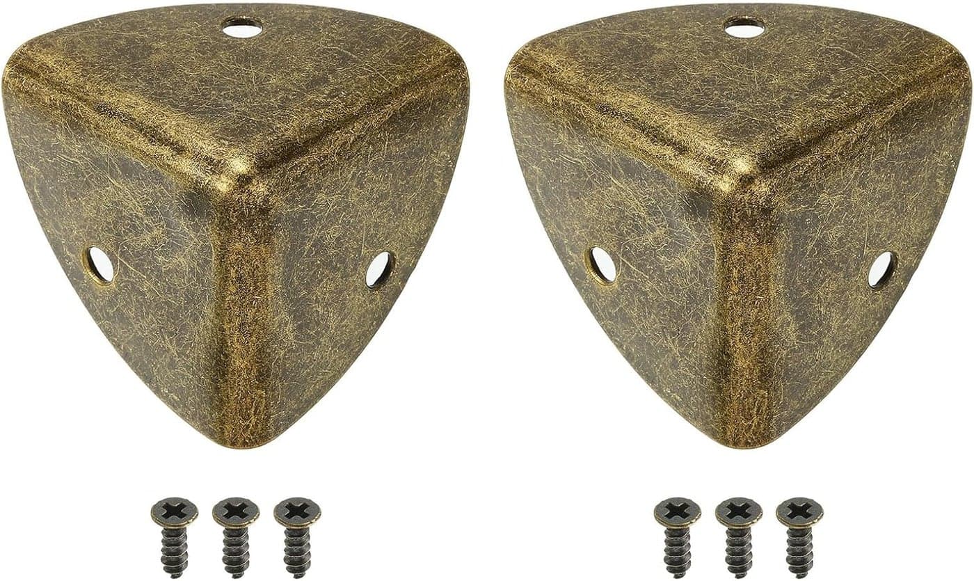 uxcell 4 Pcs Decorative Box Corner Cover 40mm Metal Edge Guard Furniture Corner Edges Protector with Screws Bronze