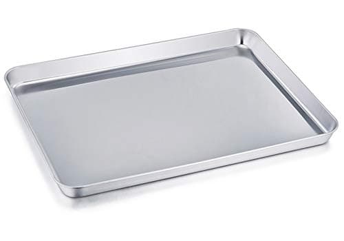TeamFar Baking Sheet, Stainless Steel Baking Pan Cookie Sheet, Healthy & Non Toxic, Rust Free & Less Stick, Easy Clean & Dishwasher Safe