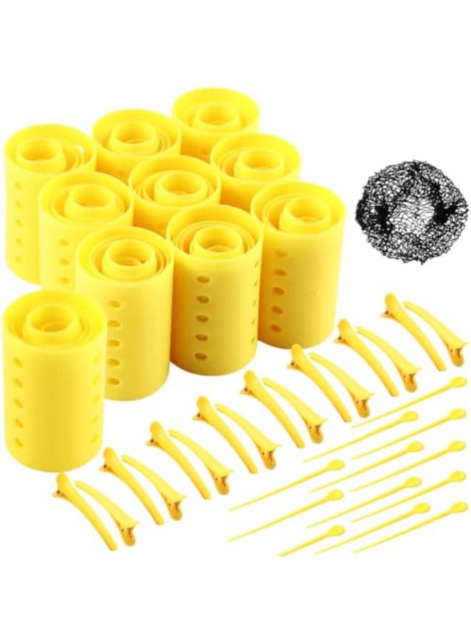 WILLBOND 141 Pieces Hair Rollers Set Include 60 Plastic Hair RollersYellow6 Sizes