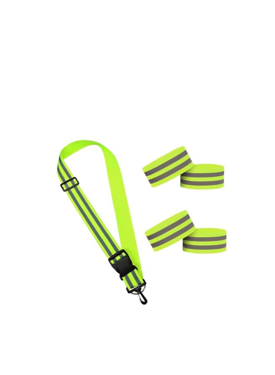 2 Pcs Reflective Sash, 4 Bands Adjustable Visibility Belt Safety Strap, Band for Wrist Arm Ankle Leg, Substitute Vest, Running Gear