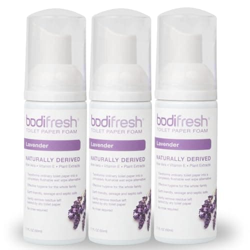 Bodifresh Toilet Paper Foam, Liquid Wet Wipe | Plant-Based, Eco Friendly Flushable Wet Wipe Alternative with Aloe & Vitamin E (1.7 Fl Oz (Pack of 3), Lavender)