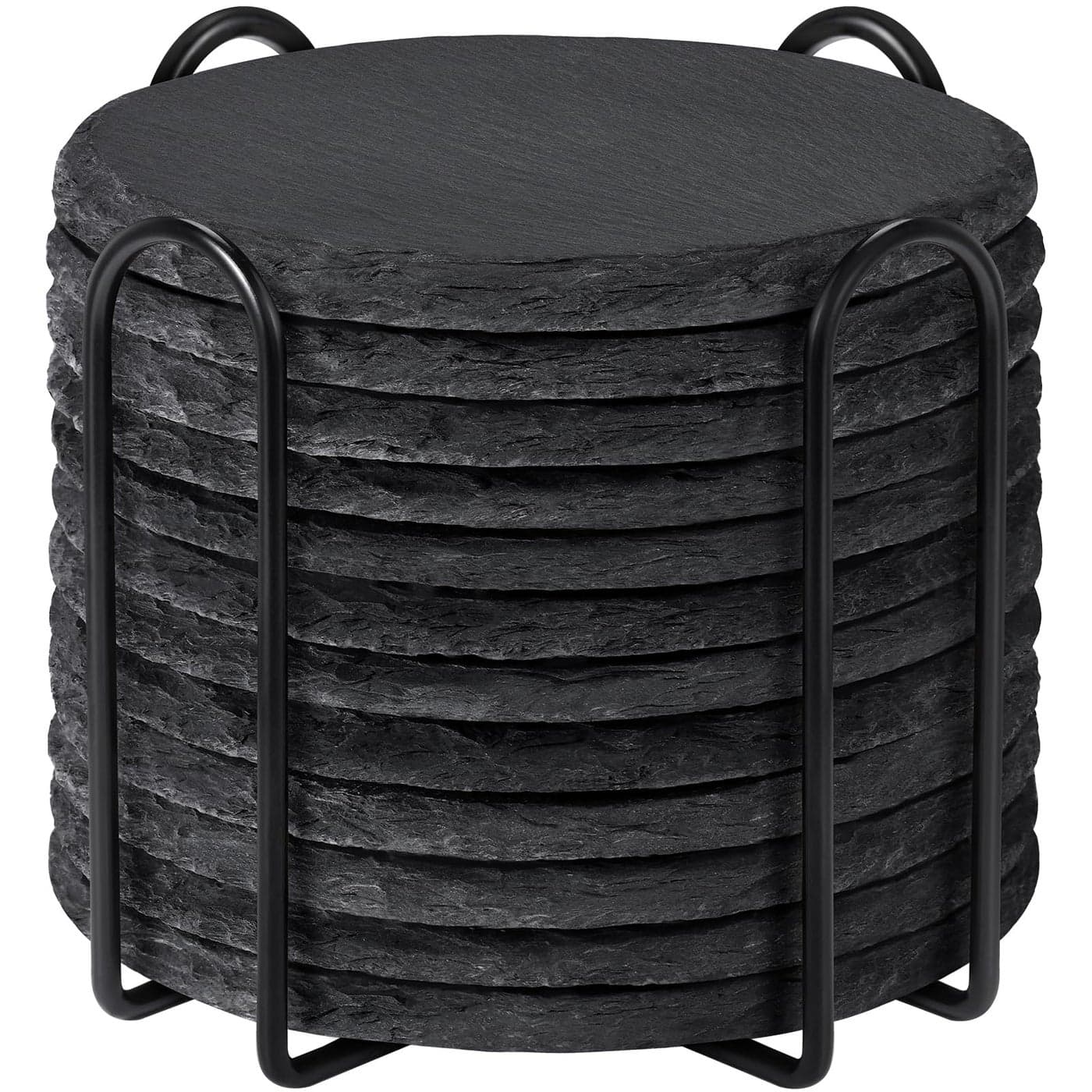 Slate Coasters with Holder MAPRIAL 4 Inch Coaster Set of 12 Round Black Slate Stone DIY Coasters with AntiScratch Backing for Halloween Christmas Bar Kitchen Home Decor Gifts for Mom Dad