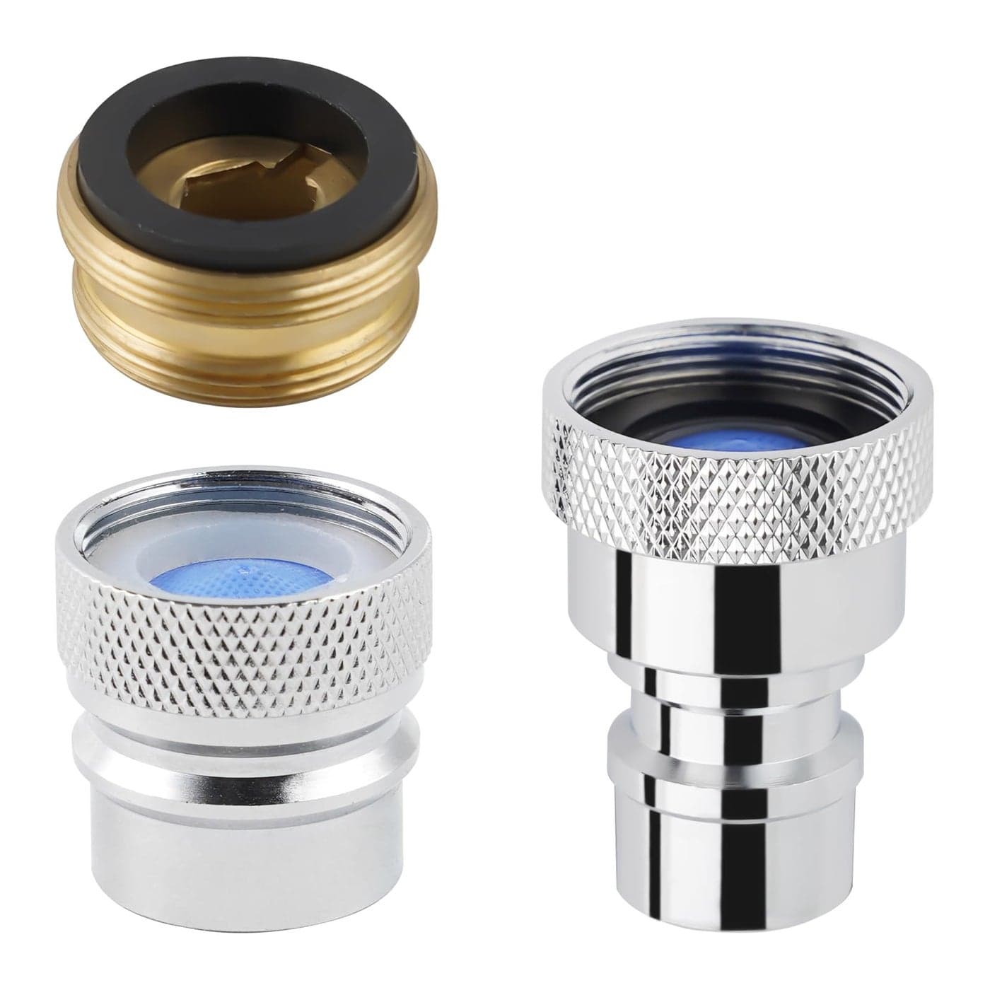 Portable Dishwasher Faucet Adapter 2PCS Brass Kitchen Sink Faucet Adapter Connection for Dishwasher 556427 Female Thread with 151627 Male Adapter Can Be Used As Faucet Aerator Chrome