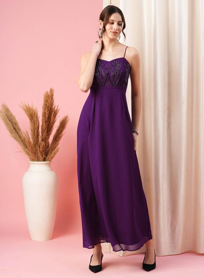 Embroidered Purple Dress — L