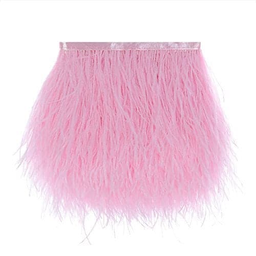 AWAYTR Ostrich Feather Trim Fringe - Satin Ribbon Dress Sewing Crafts Costumes Decoration Pack of 2 Yards (Pink)
