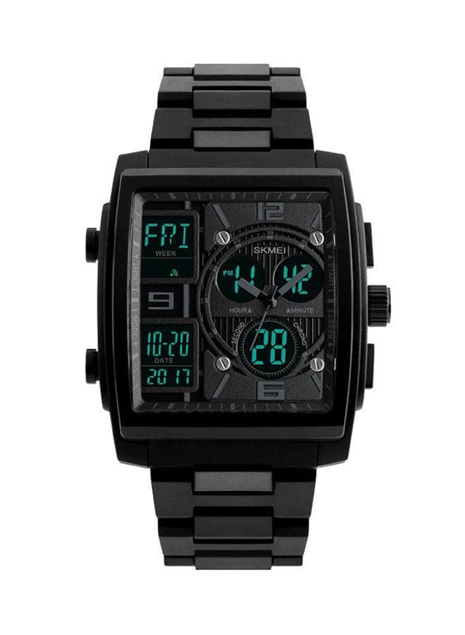 Men's Sports PU Leather Analog Digital Watch WT-SK-1274-B - 43 mm - Black