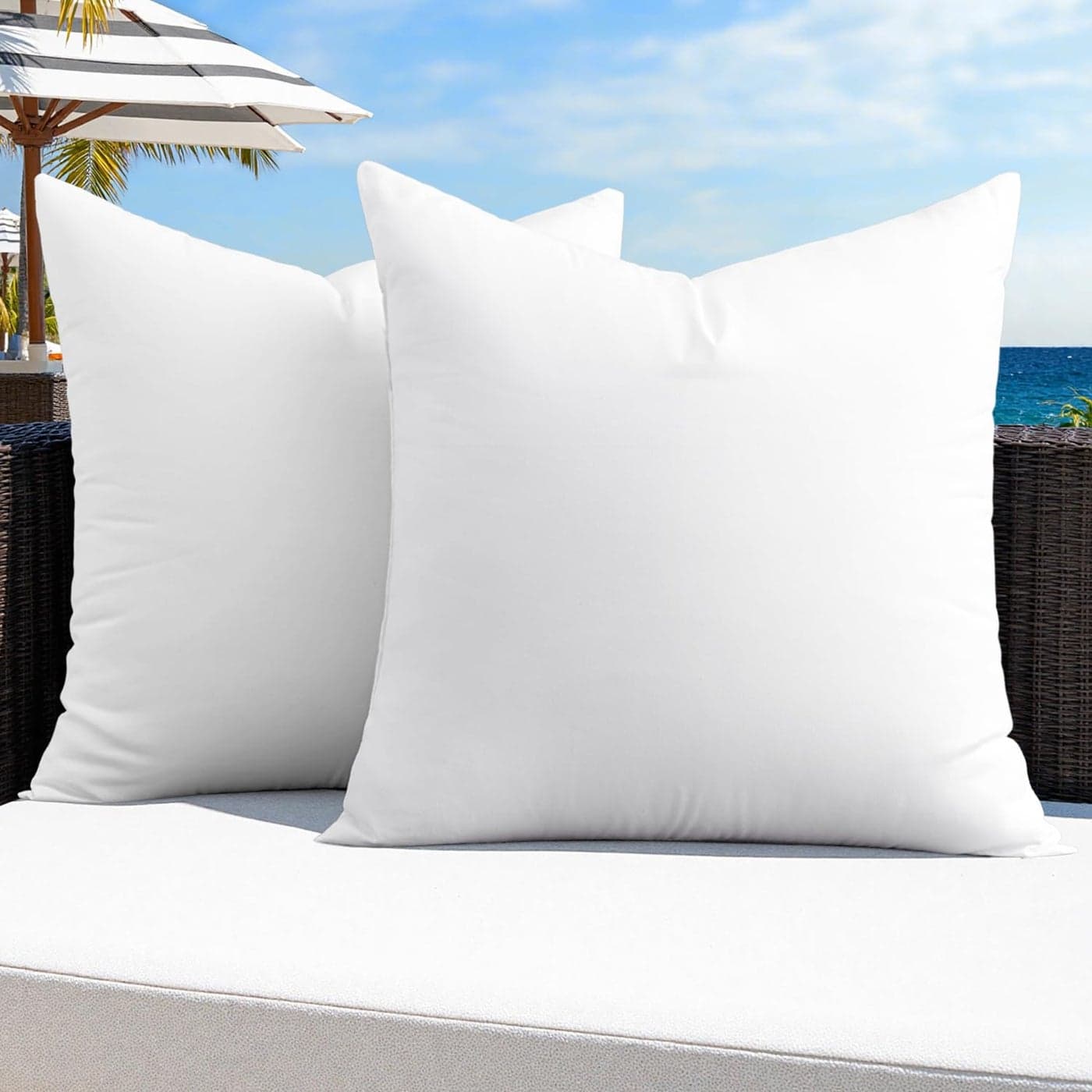 MIULEE Pack of 2 28x28 Outdoor Pillow Inserts Outdoor Throw Pillows WaterResistant Decorative Premium Square Pillow Stuffer Sham for Porch Swing Couch Sofa Cushion Patio Furniture