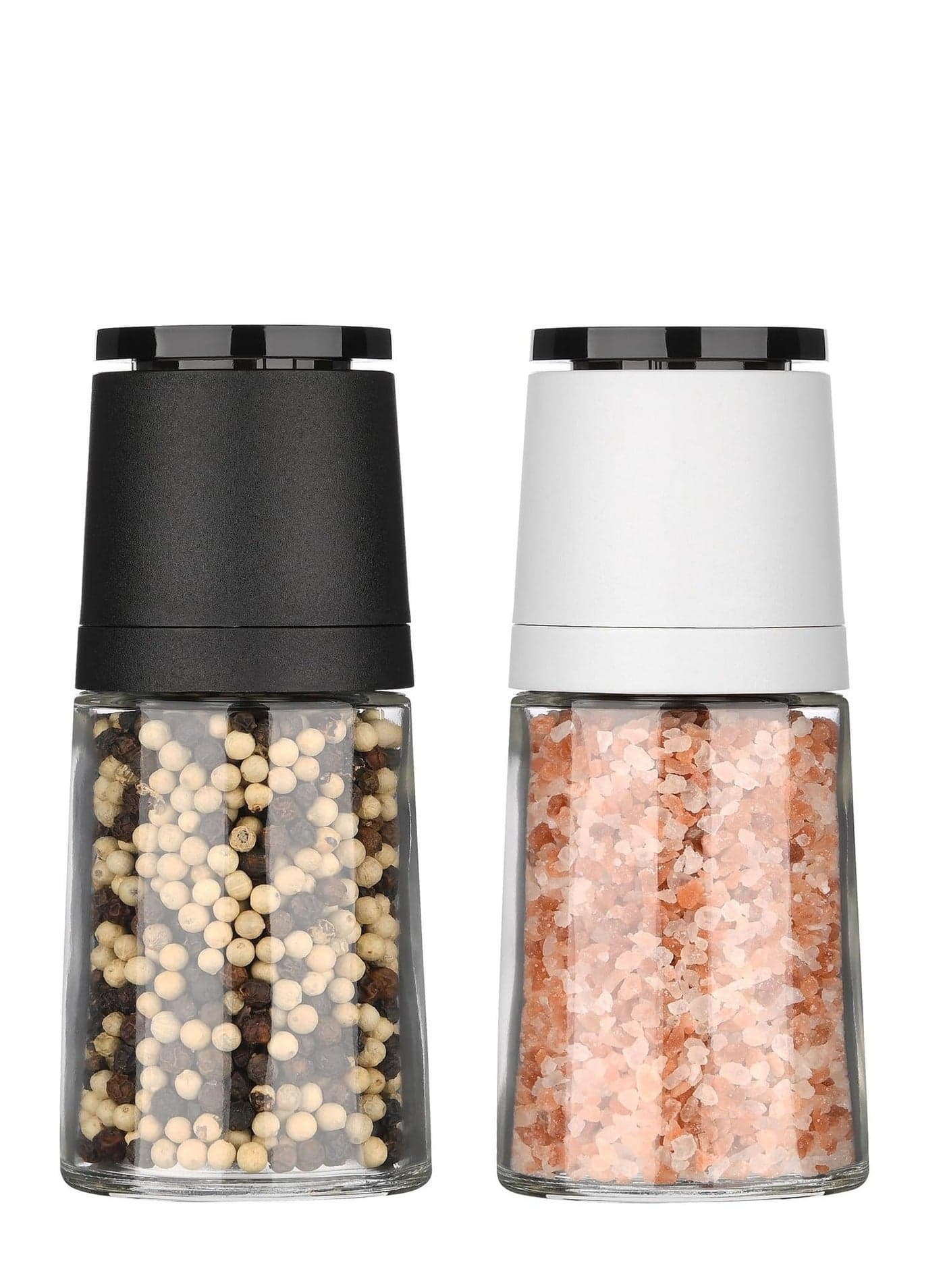 Salt and Pepper Grinder Set of Two, Shakers with Adjustable Ceramic Core& Glass Body, Mill for Spice Barbecue