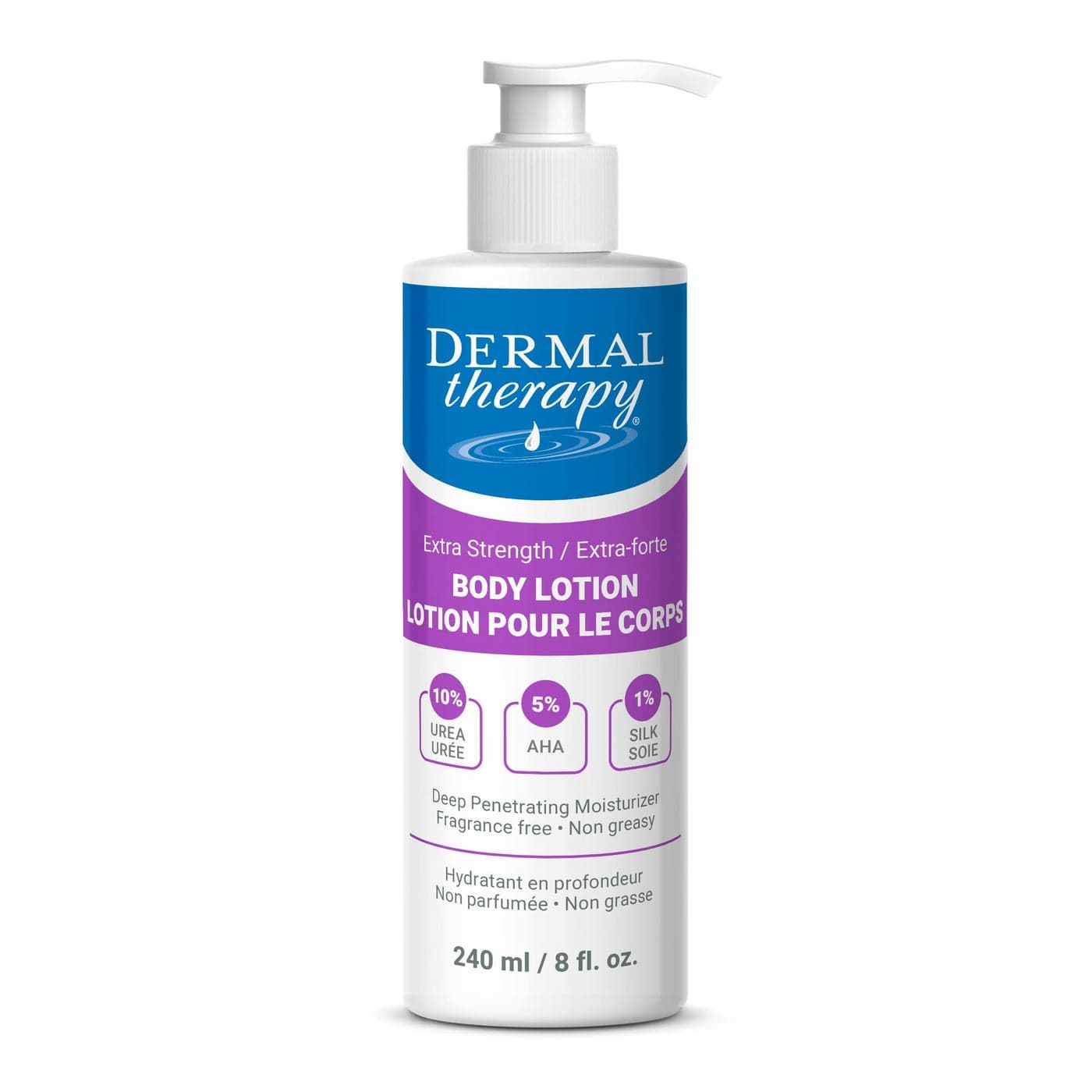 Dermal Therapy Extra Strength 5 AHA 10 Urea Body Lotion Healing for Extremely Dry Cracked Skin FragranceFree Sensitive Skin Diabetes MedicationInduced Dryness 8 fl oz 240 ml