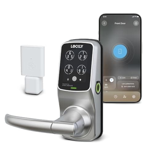 Lockly Secure Pro Smart Lock Wi-Fi, Keyless Entry Digital Keypad Door Lock, 3D Biometric Fingerprint Sensor Front Door with Handle, Voice Control & Auto Lock - Latch Edition