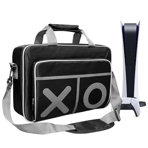 eLUUGIE Travel Carrying Case Multifunctional Travel Storage Bag HandbagShoulder Bag for PS5 System and AccessoryXbox one Black