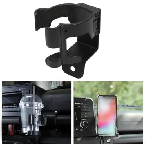 2 in 1 Car Cup Holder Phone Mount Water Cup Drink Bottle Stand Bracket for Suzuki Jimny 2019 2020 2021 2022 2023 2024 Interior Accessories Black