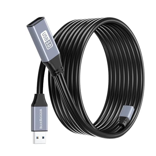BlueRigger USB 3.0 Extension Cable (32FT, Active, 5 Gbps, in-Wall CL3 Rated, Type A Male to Female Cord) - Long USB Repeater Extender for VR Headset, Printer, Hard Drive, Keyboard, Mouse, Xbox