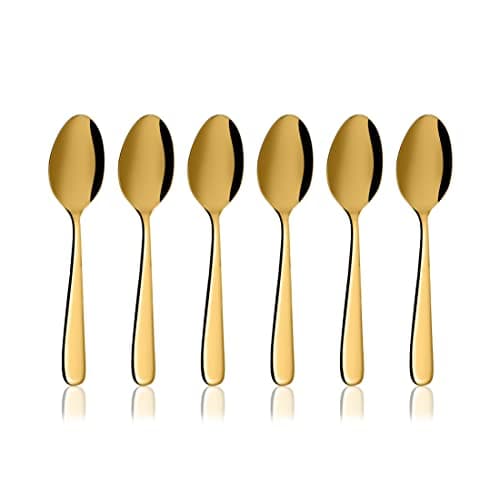 Shri & Sam Stainless Steel Monika Gold PVD Coating Desert Spoon,6 Pieces
