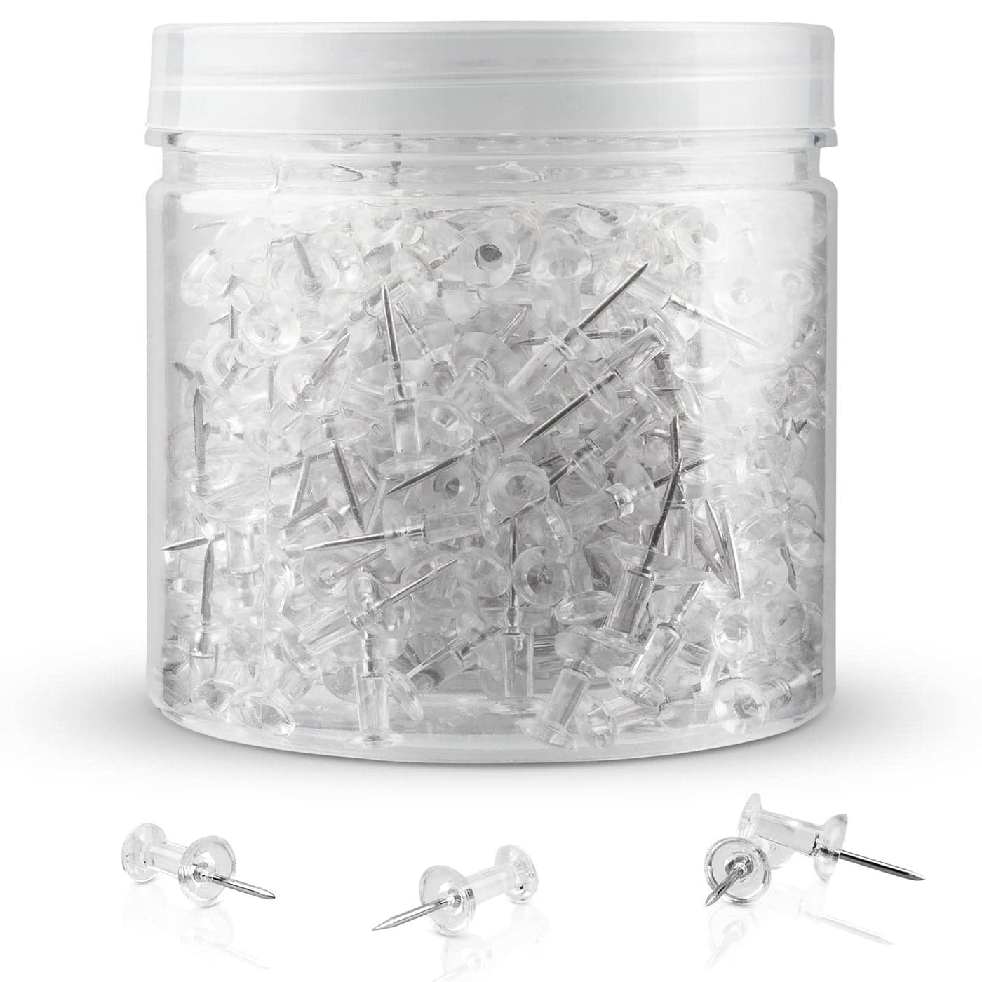 400Pcs Push Pins Clear Thumb Tacks for Bulletin Board Stick Pins Thumb Tacks for Cork Board Wall Hangings Office Push Pins Steel Point and Clear Plastic Head