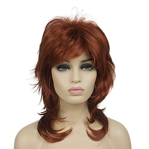 Lydell Long Soft Shaggy Layered Wigs Classic Cap Full Synthetic Wigs (130 Copper Red)