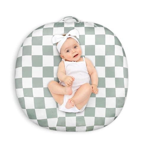Newborn Lounger Cover, Ultra Soft Comfortable Baby Lounger Slipcover for Infant Lounger Pillow, Green Checkerboard (Lounger Not Included)
