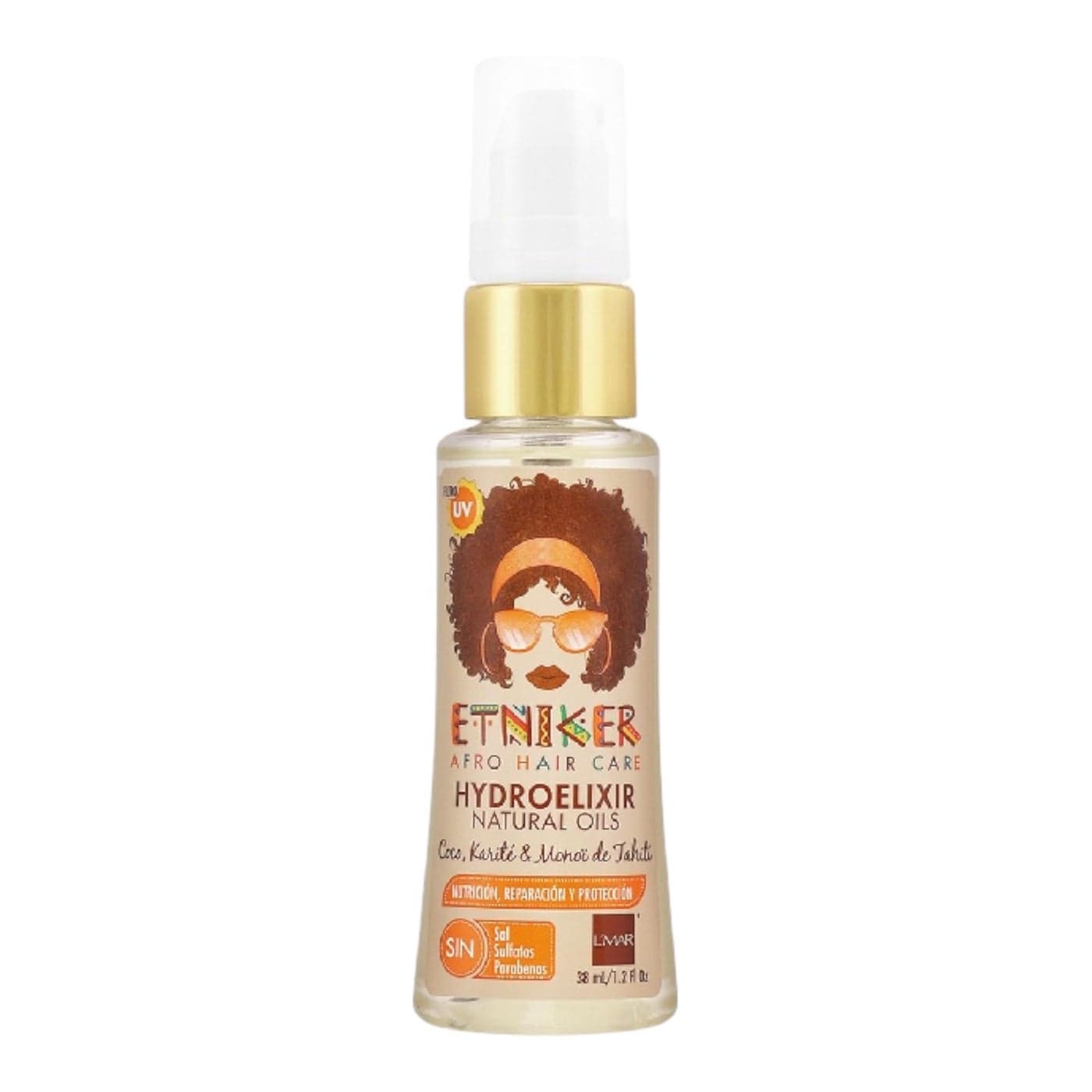 LMAR Etniker Hydroelixir Natural Oils Nutrition Repair and Protection Salt Free Sulfates and Parabens LMAR Etniker Hydroelixir Aceite Natural Nutricion Reparacion y Poteccion Sin Sal 12Oz38ml