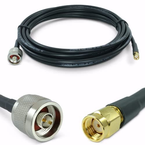 Proxicast 15 ft RP SMA Male to N Male Premium CFD240 Low-Loss Coaxial Cable (50 Ohm) for Connecting WiFi & Helium Miner (HNT) Hotspots to N-Female Antennas (Not for TV or Cellular) (ANT-310-020-15)