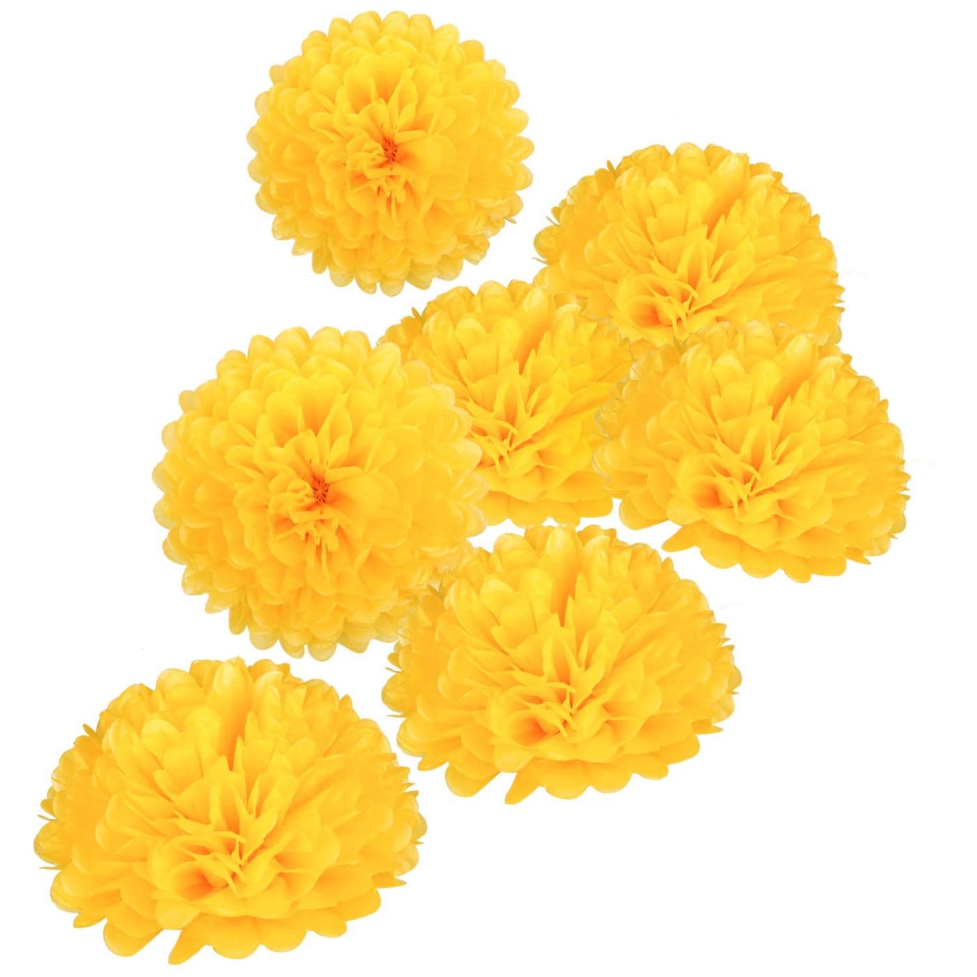 MISU 10 Yellow Tissue Pom Poms DIY Tissue Paper Flowers for Birthday Wedding Baby Shower Tea Party Dessert Table Decoration Pack of 18