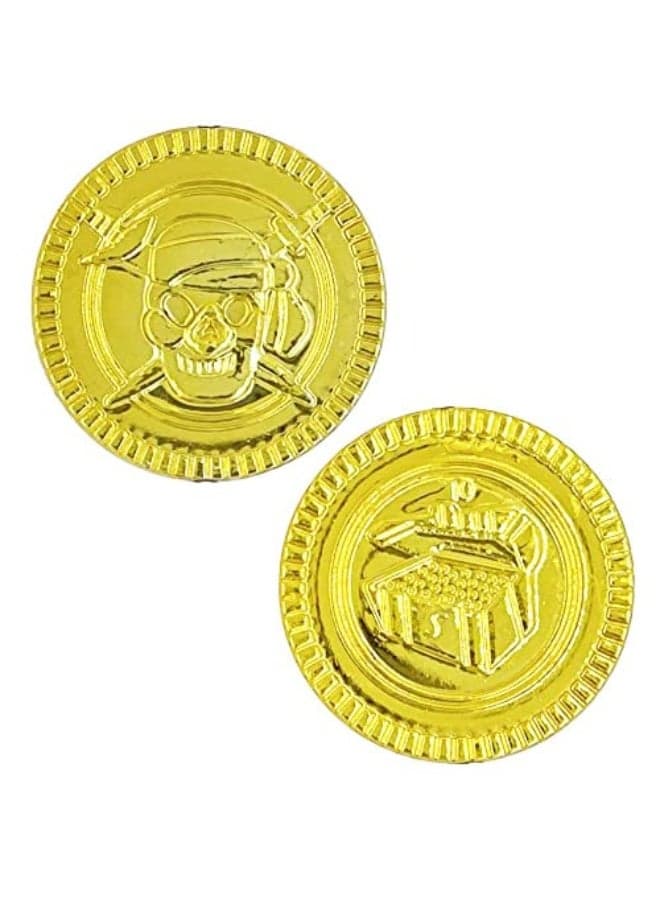 The Dreidel Company St. Patrick's Pirate Gold Coins Novelty Party Favors, Plastic Gold Coins Bulk (100 Gold Coins)