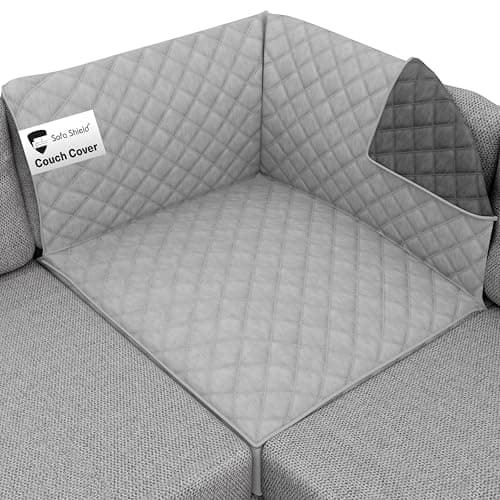 Sofa Shield® Couch Sectional Covers for Dogs, Reversible Furniture Protector with Strap, Stain and Tear Resistant Cushion Cover, 30x30 inch Seat, Machine Washable Slipcover Pets Cats, Lt Gray Charcoal