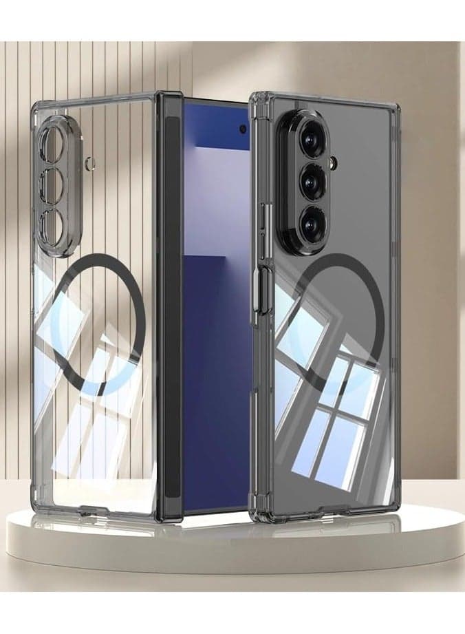 Clear Case Compatible with Samsung Galaxy Z Fold7, Built-in Magnetic Function Hinge Protection, Transparent Ultra-thin Protective Cover for Samsung Z Fold7 2025
