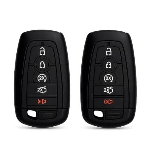 Autobase Silicone Key Fob Cover Compatible with 2025 2024 Ford Explorer Mustang Expedition Bronco F150 Raptor Fusion F250 F350 F450 F550 Edge Car Accessory Key Protection Case 2 Pcs Black