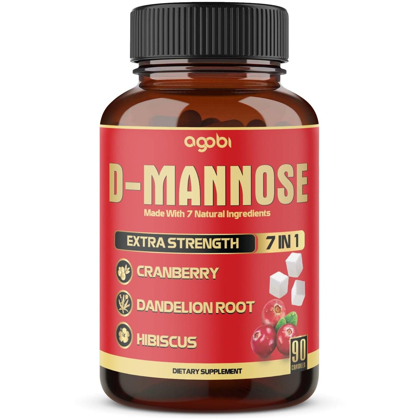 DMannose Capsules 7 Herbs with Cranberry Dandelion Hibiscus and More Support Flush Impurities and Urinary Tract Health 90 Vegan Capsules 3Month Supply