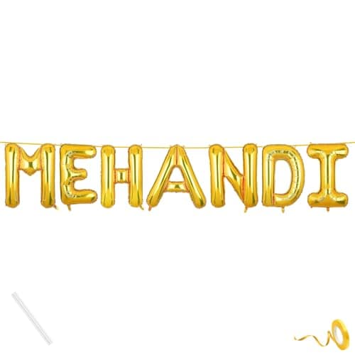 Mystic Toy Store Mehandi Banner Gold for Wedding Home Boys Girls Men Women Foil Balloon Decoration Decor Celebration Golden