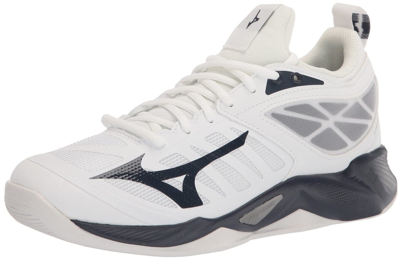 Mizuno Women's Wave Dimension Volleyball Shoe, White-Navy, 10