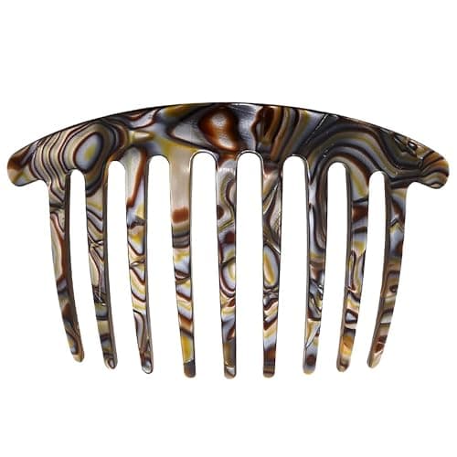 Camila Paris CP3182 French Handmade Side Comb Rounded Onyx French Twist Hair Combs Decorative Strong Hold Hair Clips for Women Bun Chignon UpDo Styling Girls Hair Accessories Made in France