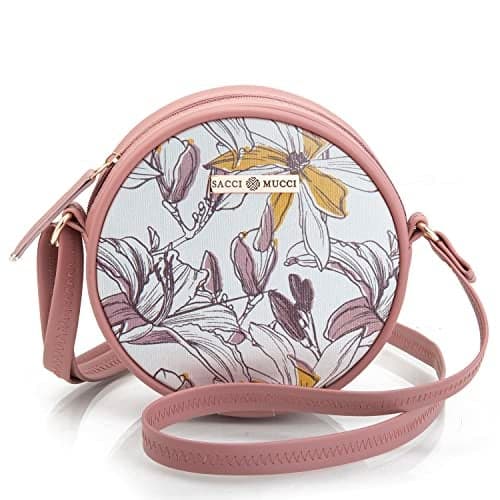 SACCI MUCCI Women's Round Sling Bag - Magnolia Floral Print (Blush)