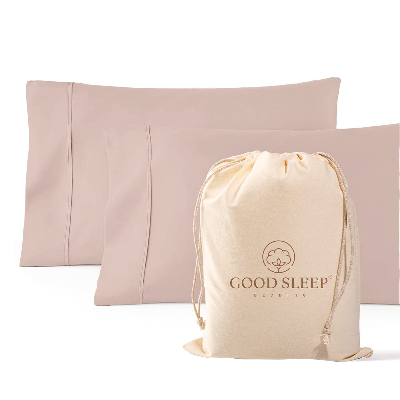 1000 TC Blush Standard Pillowcases Set of 2 100 Egyptian Cotton Pillow Cases with Long Staple Cotton Sateen Weave Silky Soft Hotel Like Bed Pillow Covers for Comfy Sleeping Snug Fit