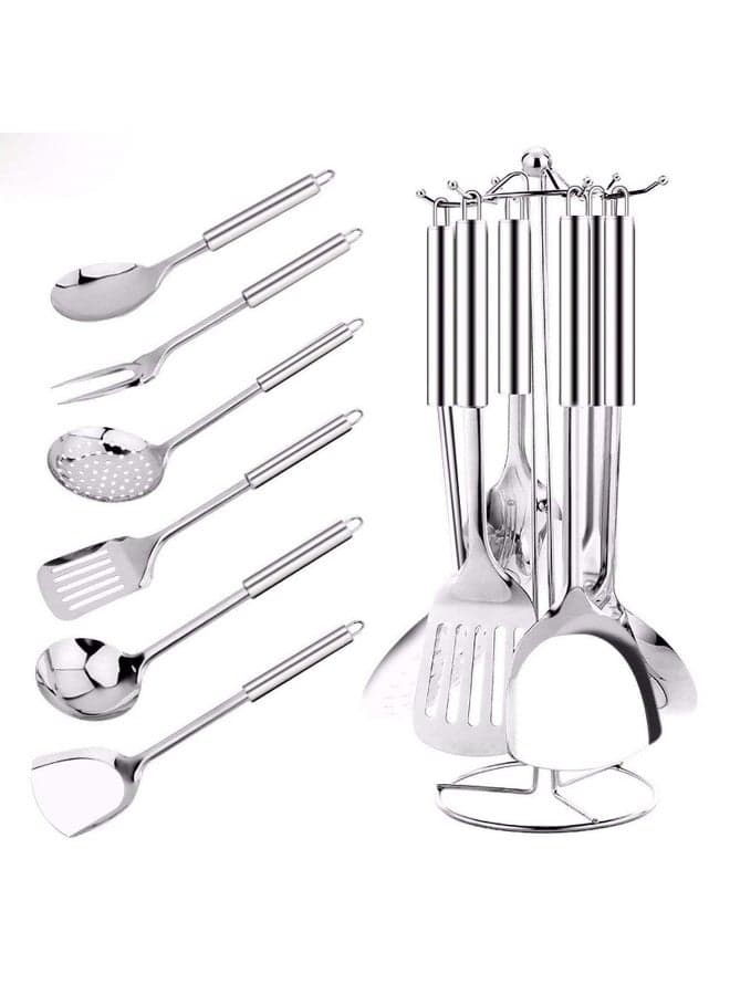 7PCS/Set Multifunction Kitchen Tools Set With Holder Stainless Steel Kitchenware Soup Ladle Spatula Kitchen Cooking Utensils Set