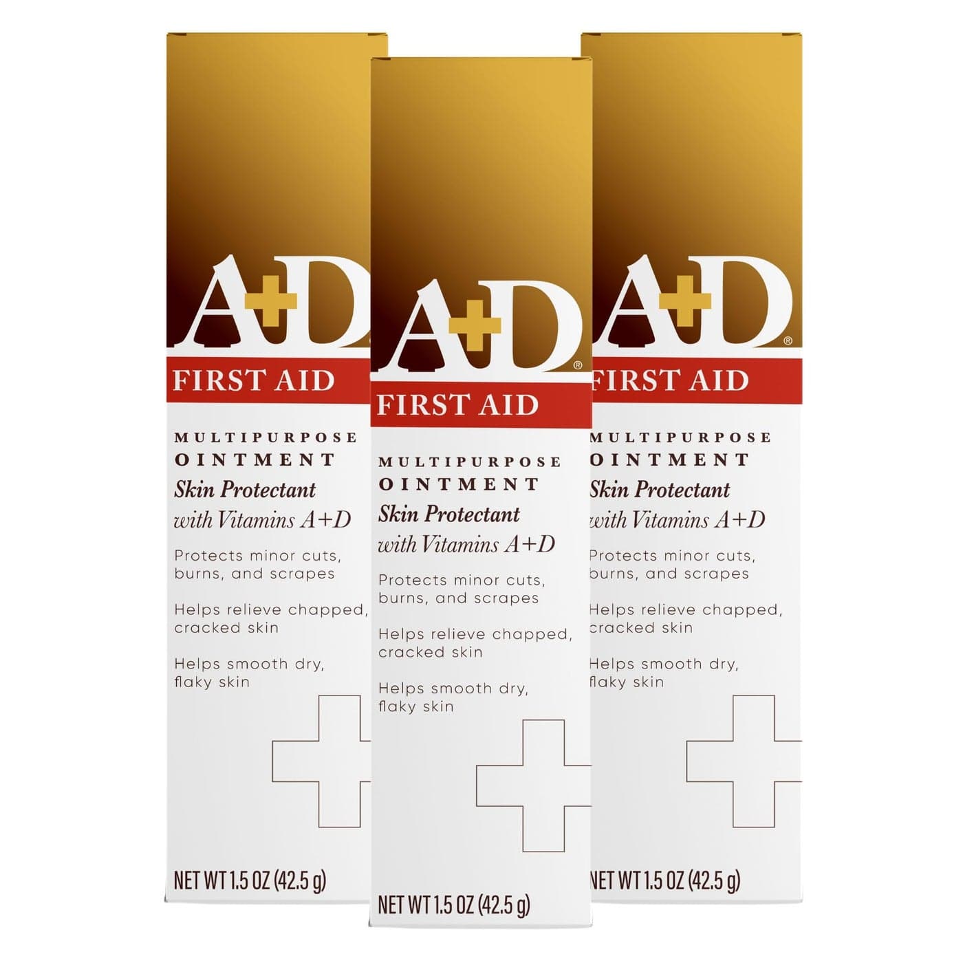 AD First Aid Ointment Multipurpose Dry Skin Moisturizer and Skin Protectant 15 Oz Pack of 3