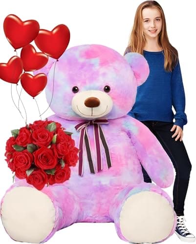 Tezituor Big Teddy Bear52 Giant Stuffed Animal PlushRainbow Purple Soft Plush Toys Gifts for Valentine Christmas Birthday