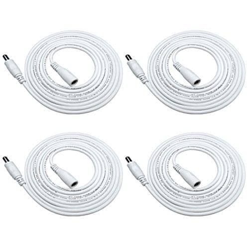 Liwinting 4pcs 2m/6.56Feet DC Extension Cable, 12V DC Power Adapter Plug Extension Cord 5.5mm x 2.1mm Male to Female Extension Wire for DC 12V Power Adapter, CCTV Security Camera etc. - White
