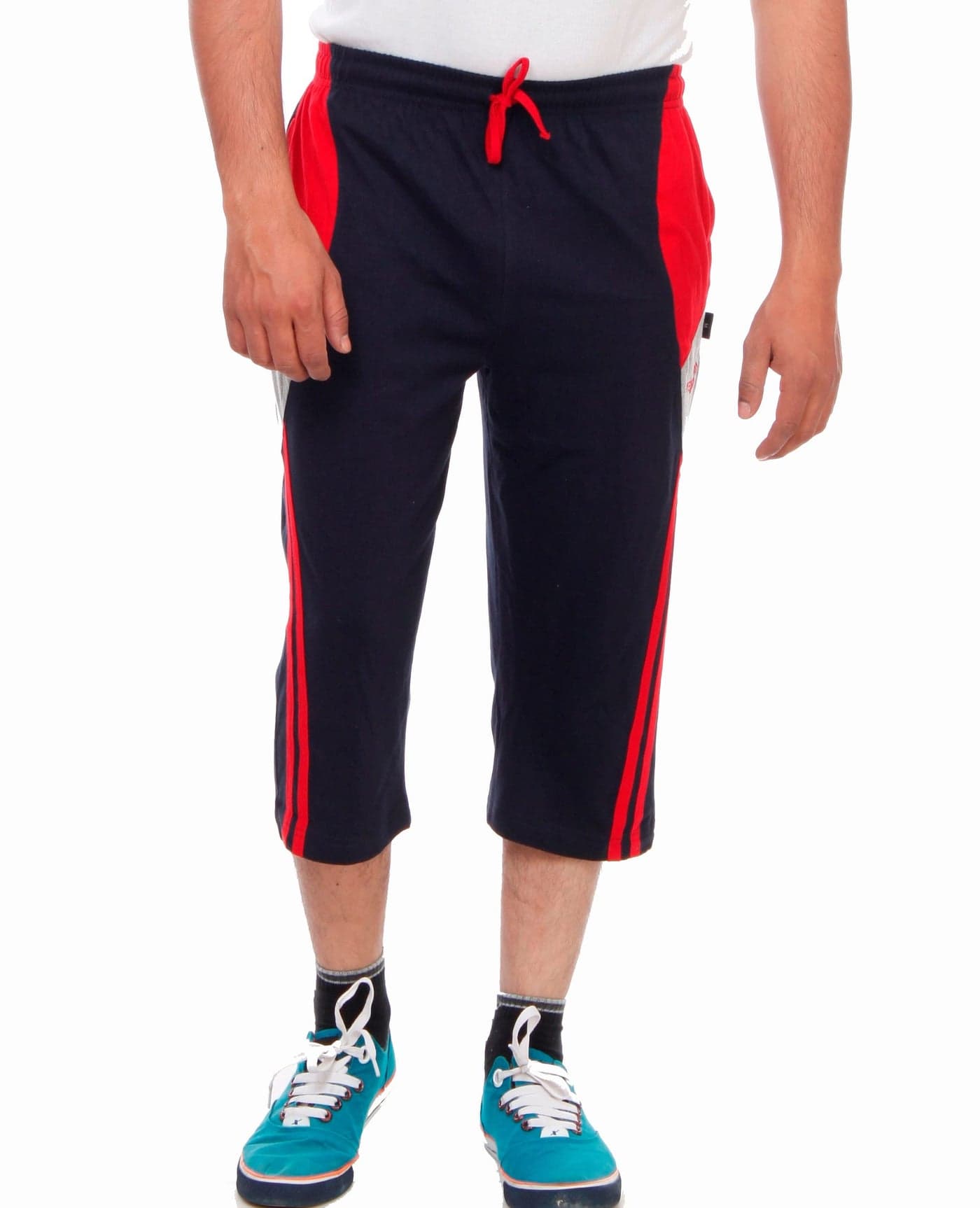 Vego Mens Cotton Three By Fourth, 3/4, Capri, Three Quarter Navy Regular Fit