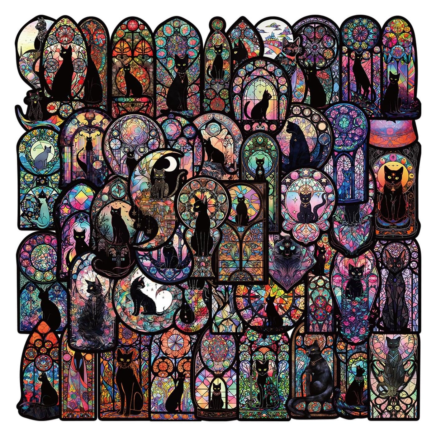 Aigemumy 50 PCS Gothic Black Cat Art Aesthetics Animal for Journaling Laptop Scrapbook Water Bottles Reading Reward Gifts for Women Girl Adults Teens Kids