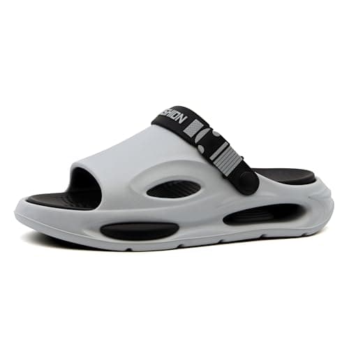 Jerzmy Cloud Cushioned Slides Mens Sandals, Ultra Comfy Men Slippers, Arch Support Man Sport Sandal with Back Strap Open Toe Shoes for Indoor Outdoor Beach Garden Travel, Size 10-11
