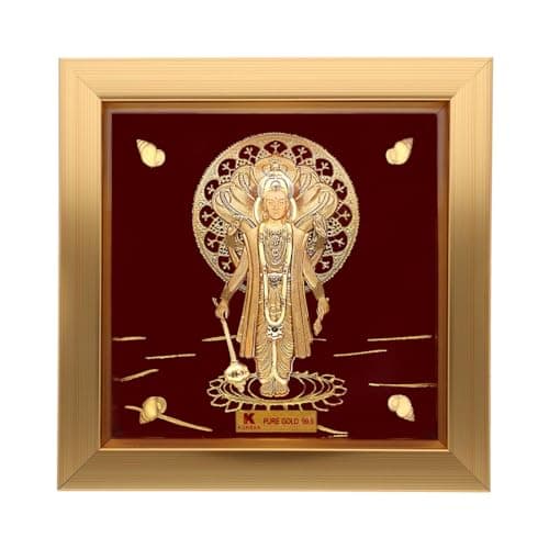 KUNDAN 24k Gold Foiled Artwork Vishnu Ji Frame (S1) 15 * 15 cm