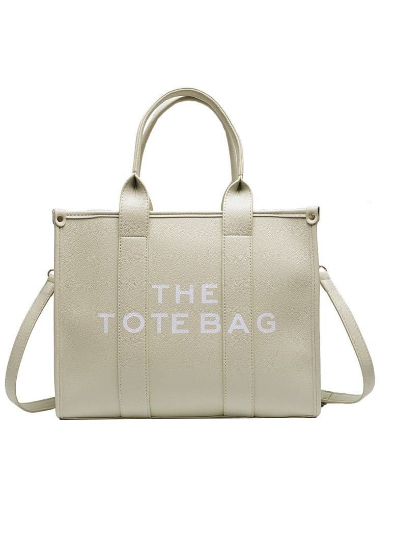 The Tote for Women - Large PU Leather Trendy Travel Handbag Top-Handle Shoulder Crossbody Bags (Beige), A-beige, Medium