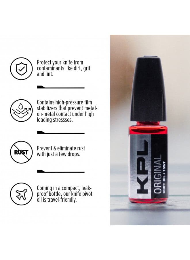 KNIFE PIVOT LUBE Original Knife Oil for Blades, Synthetic Pocket Knife Lubricant, Knife Honing Oil for Cleaning Knives, Premium Knife Oil Lubricant for Blade Care, Precision Knife Oiler Bottle (10ml)