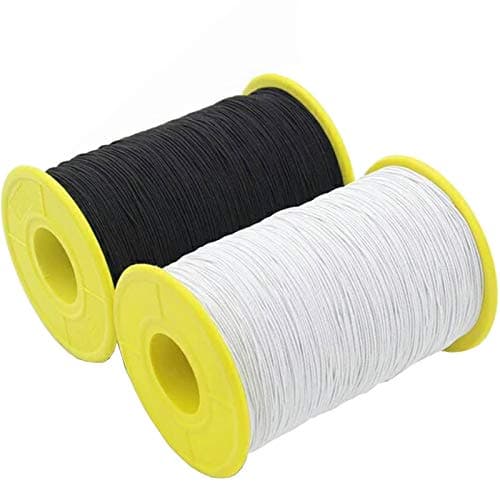 TIHOOD 2PCS 05mm Thickness 547 Yard Elastic Thread Black and White