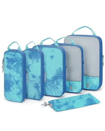 BAGSMART 6 Set Compression Packing Cubes for Travel Lightweight Vacation Travel Essentials Travel Accessories for Suitcase Organizer Bags Set Durable Luggage Organizer Travel Bags