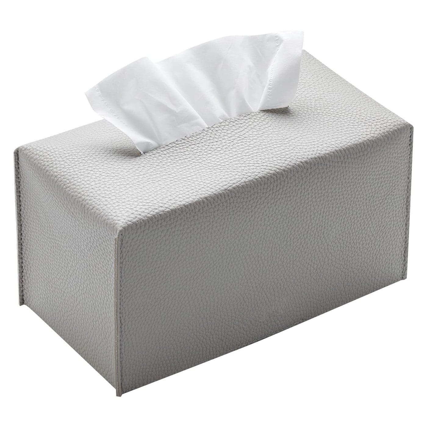 REGELETO Pu Leather Tissue Box Cover Rectangular Holder with Bottom Belt Modern Decorative Organizer for Bathroom Car Bedroom Hotel Office Grey