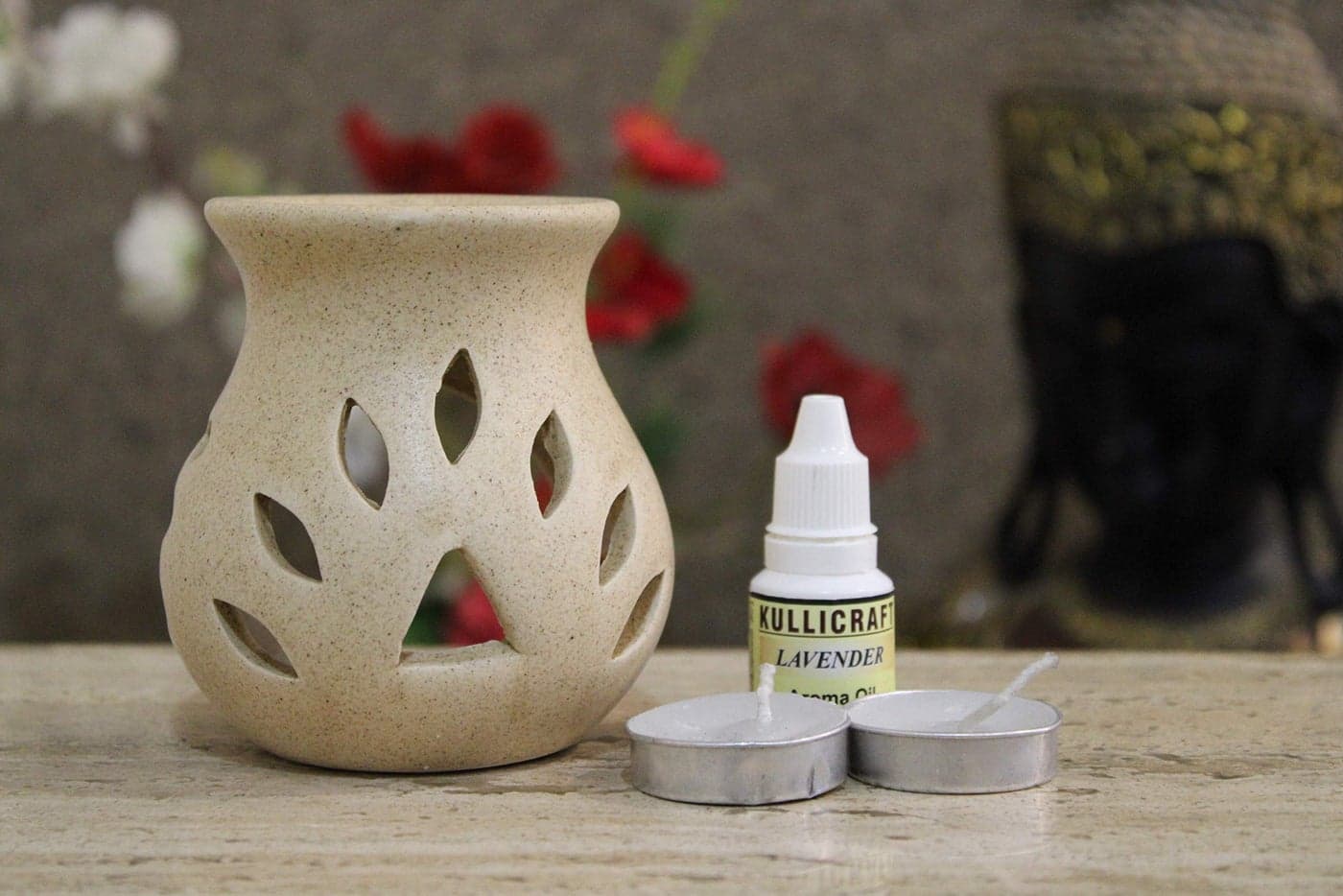 KC KULLICRAFT Elegant Ceramic Aroma Oil Burner | Tealight Candle Holder for Fragrance Oils, Wax Melts & Essential Oils | Decorative Diffuser for Home, Office, Gifting & Spa Ambience