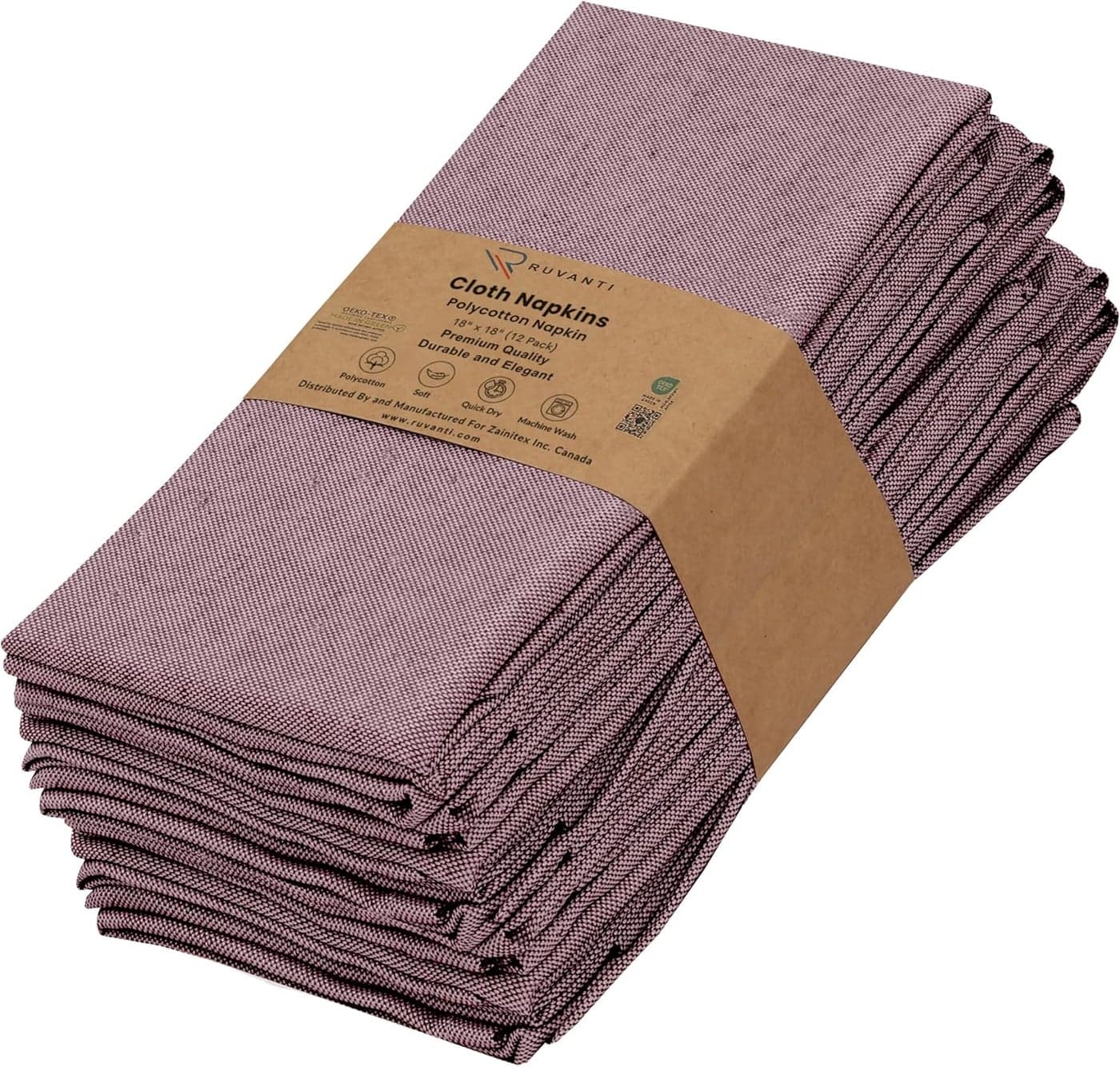 Ruvanti Cloth Napkins Set of 12 18x18 Reusable Napkins Cloth Washable Soft Durable Table Napkins Polycotton Chambray Dinner Napkins for Parties Christmas Thanksgiving Weddings Burgundy