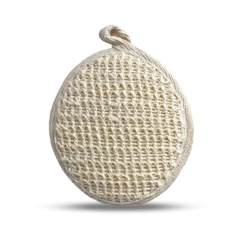 Rusabl Ramie Bath Loofah for Body Deep Cleansing and Scrubbing (Pack of 2, Round) Reusable Exfoliating Scrub Sponge, Made of Natural Fibre, Scrubber for Men and Women, Cleanses and Gently Exfoliates Skin